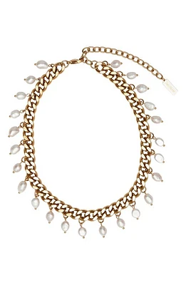 st. Moran Freshwater Pearl Charm Curb Link Necklace in White/gold at Nordstrom