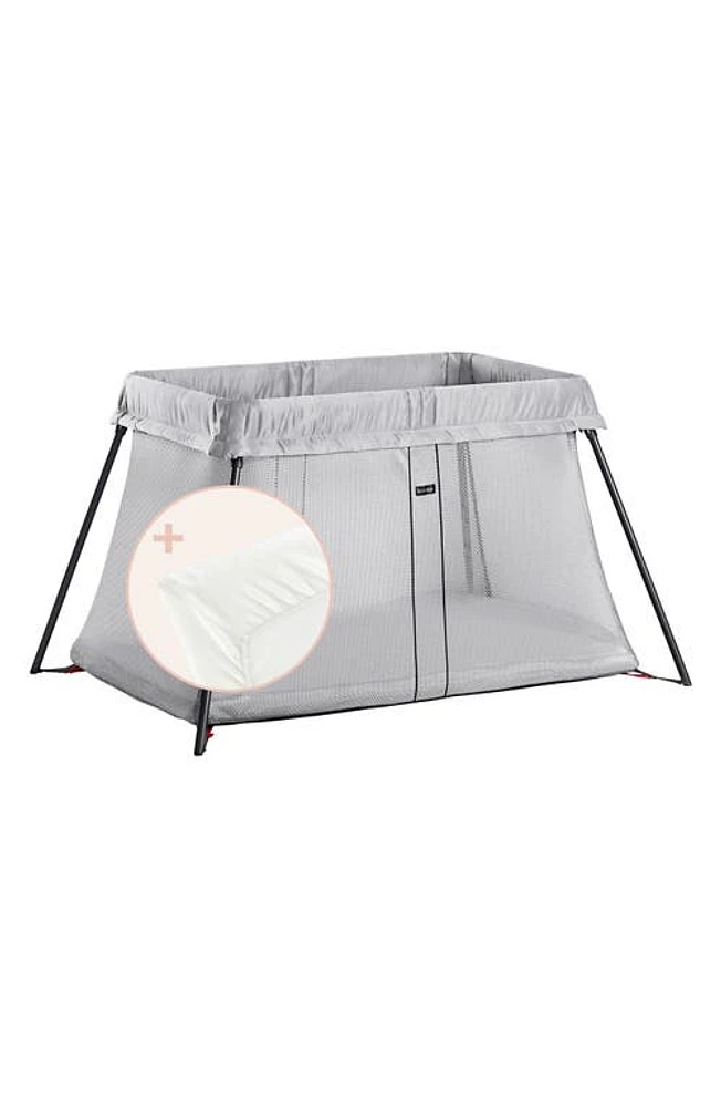 BabyBjörn Travel Crib & Sheet Bundle in Silver at Nordstrom