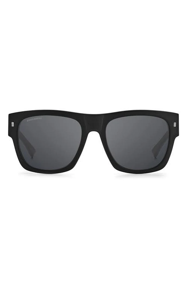 Dsquared2 55mm Square Sunglasses in Matte Black /Silver Mirror at Nordstrom