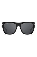 Dsquared2 55mm Square Sunglasses in Matte Black /Silver Mirror at Nordstrom