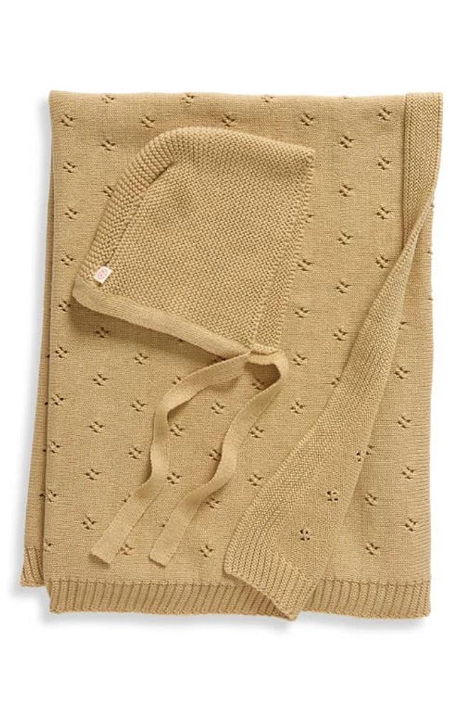 Pink Lemonade Trefle Organic Cotton Blanket & Hat Set in Champagne at Nordstrom