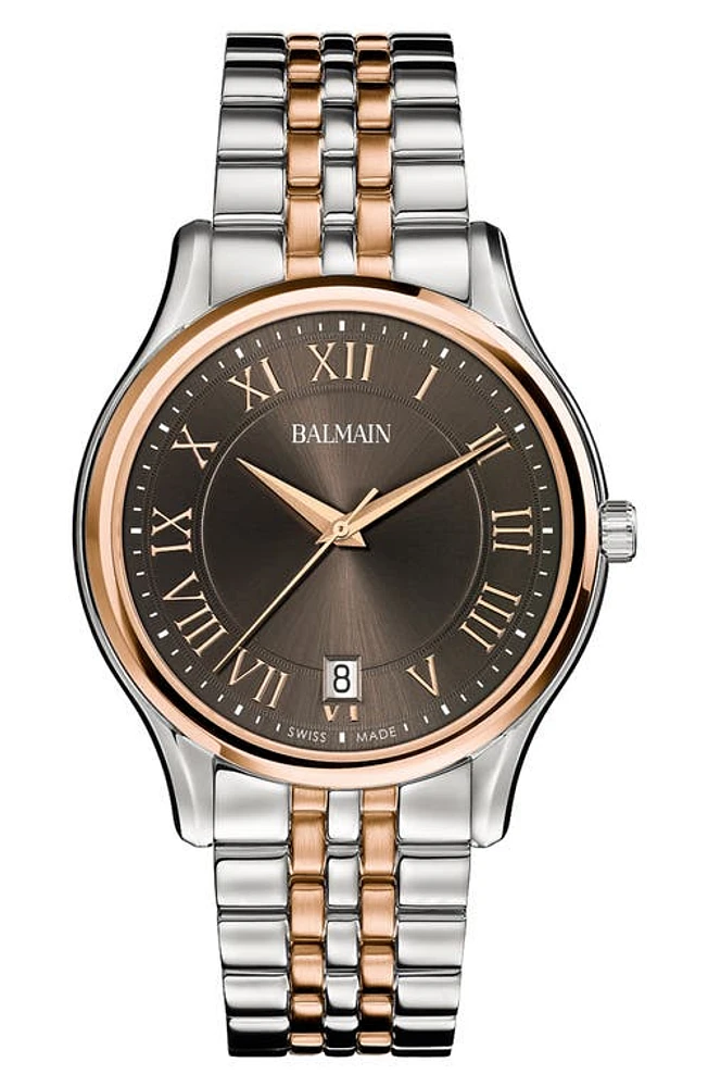 BALMAIN WATCHES Classic R Two-Tone Bracelet Watch in Stainless Steel/Rose Gold at Nordstrom