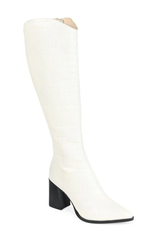 Journee Signature Laila Leather Boot Off White at Nordstrom