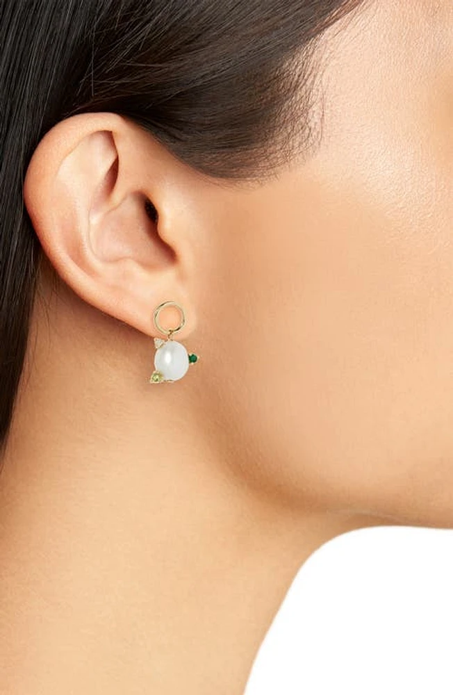 Poppy Finch Mismatch Stone Cultured Pearl Drop Earrings in Gold at Nordstrom