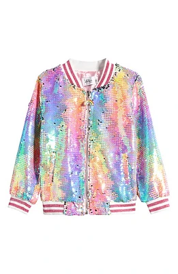 Lola & the Boys Kids' Kaleidoscope Sequin Bomber Jacket Purple Multi at Nordstrom,