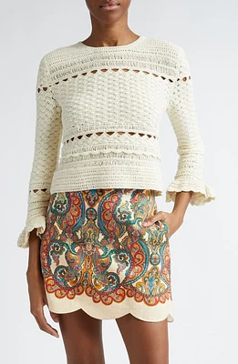 Zimmermann Waverly Cotton Crochet Sweater Cream at Nordstrom,