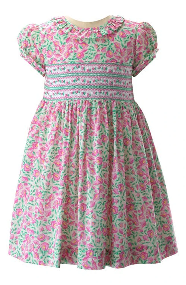 Rachel Riley Kids' Floral Smocked Dress Pink at Nordstrom,