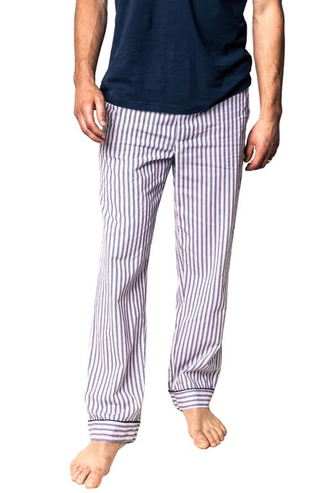 Petite Plume Ticking Stripe Cotton Pajama Pants Navy at Nordstrom,