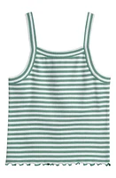 Nordstrom Kids' Rib Lettuce Hem Tank Sunshine Stripe at