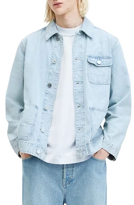 AllSaints Eavis Denim Chore Jacket Indigo Blue at Nordstrom,