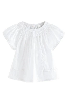 NEXT Kids' Flutter Sleeve Cotton Top Ivory at Nordstrom,