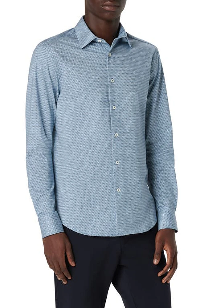 Bugatchi James OoohCotton Geometric Print Button-Up Shirt Turquoise at Nordstrom