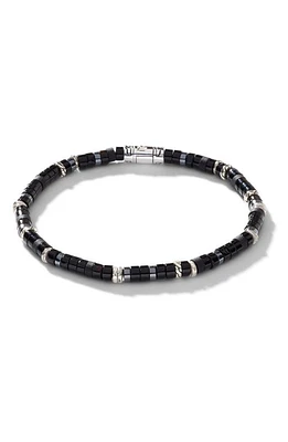 John Hardy Heishi Black Onyx & Hematite Beaded Bracelet in Black/Silver at Nordstrom, Size X-Large