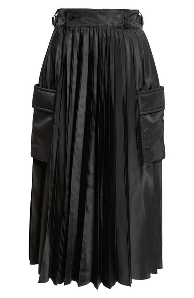 Sacai Pleated Cargo Midi Skirt Black 001 at