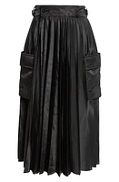 Sacai Pleated Cargo Midi Skirt Black 001 at