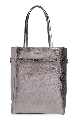 Givenchy Medium Voyou Metallic Leather North/South Tote in Silvery Grey at Nordstrom