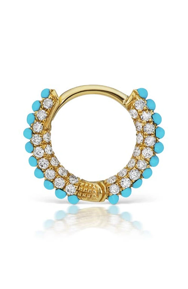 Maria Tash Single Turquoise & Diamond Pavé Huggie Hoop Earring in Gold at Nordstrom