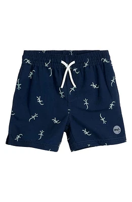 MILES BABY Kids' Gecko Print Swim Trunks Navy at Nordstrom,