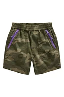 Mini Boden Kids' Camo Print Cotton Utility Shorts Khaki at Nordstrom,