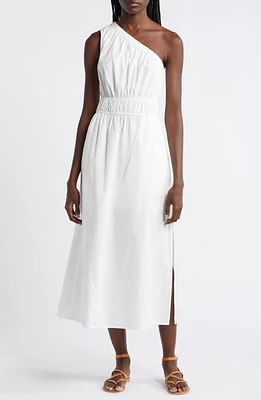 Rails Selani One-Shoulder Cotton Blend Midi Dress White at Nordstrom,