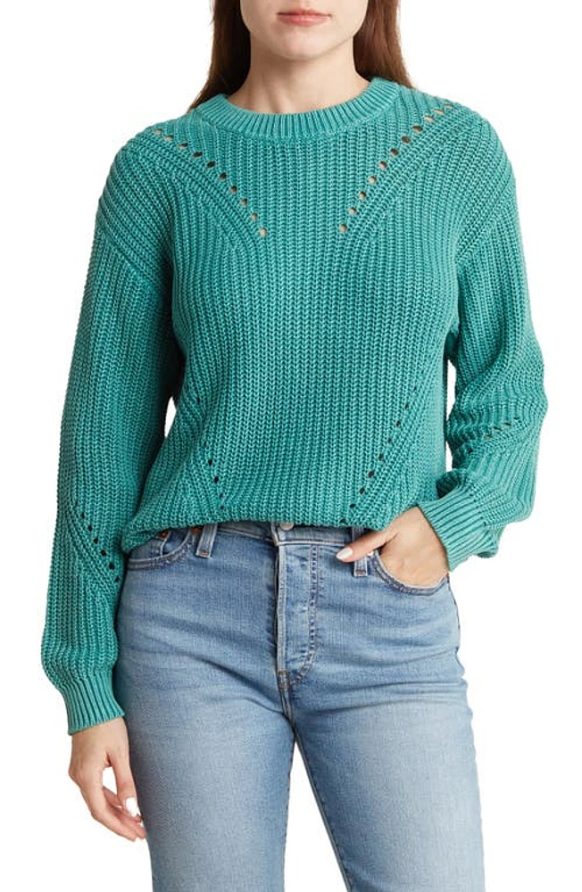 Marine Layer Ramona Crewneck Cotton Sweater in Deep Sea at Nordstrom, Size X-Large