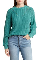 Marine Layer Ramona Crewneck Cotton Sweater in Deep Sea at Nordstrom, Size X-Large