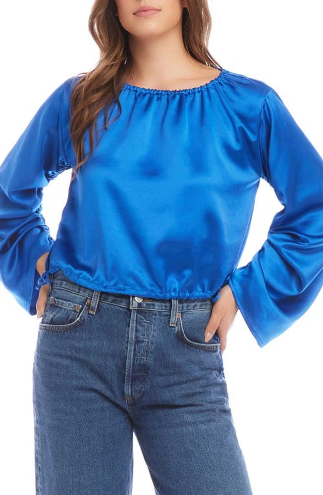 FIFTEEN TWENTY Serafina Satin Top Blue at Nordstrom,