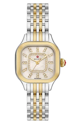 MICHELE Meggie Diamond Dial Two-Tone Bracelet Watch, 29mm at Nordstrom