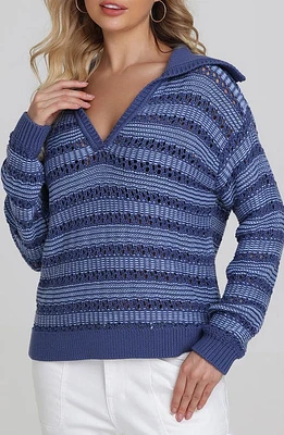 525 Rachel Stripe Sweater Forever Blue Multi at Nordstrom,