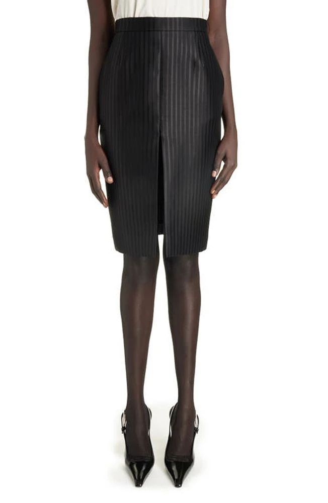 Saint Laurent Stripe Wool & Silk Skirt Noir at Nordstrom, Us