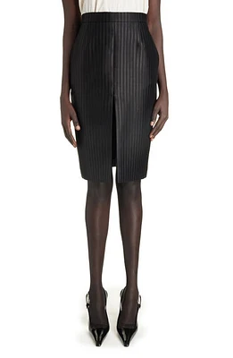 Saint Laurent Stripe Wool & Silk Skirt Noir at Nordstrom, Us