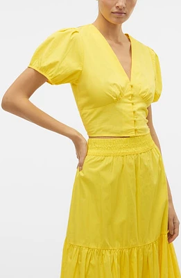 VERO MODA Cotton Crop Top Lemon Zest at Nordstrom,