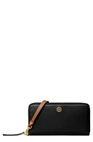 Tory Burch Robinson Pebble Leather Zip Around Continental Wallet in Black at Nordstrom