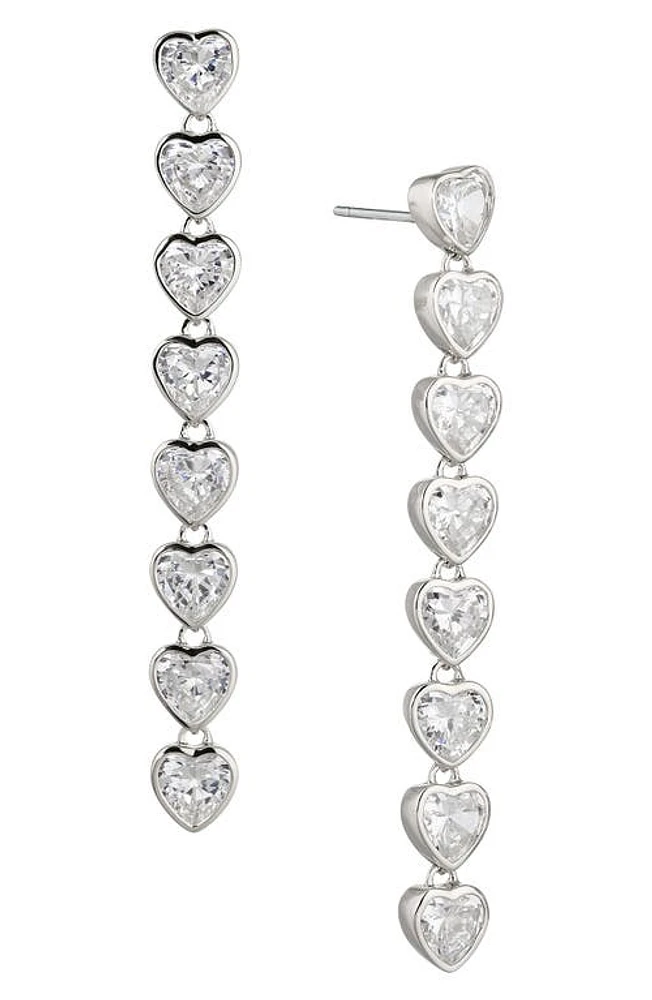 Nadri Heart Linear Drop Earrings in Rhodium at Nordstrom