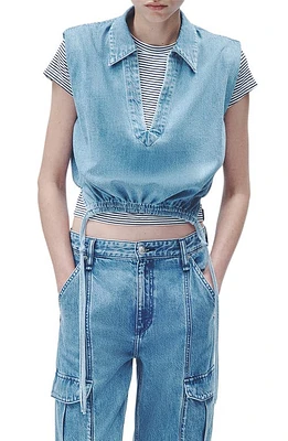 rag & bone Fiona Ultra Featherweight Sleeveless Denim Crop Top Billie at Nordstrom,