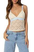 EDIKTED Lace Open Back Crop Camisole Cream at Nordstrom,