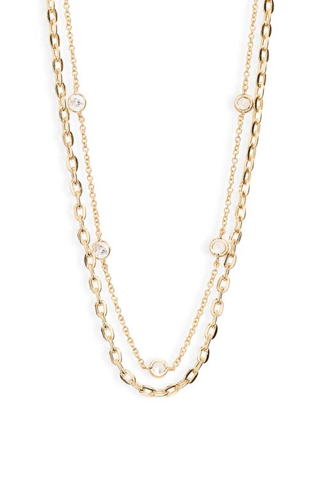 BP. Multistrand Crystal Link Necklace in Gold- Clear at Nordstrom