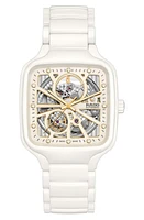 RADO True Square Open Heart Automatic Bracelet Watch, 38mm in White at Nordstrom