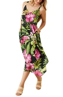 Tommy Bahama Grand Villa Floral Print Handkerchief Hem Dress Black at Nordstrom,