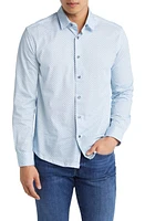 Stone Rose Knot Geo Dry Touch Performance Jersey Button-Up Shirt Blue at Nordstrom,