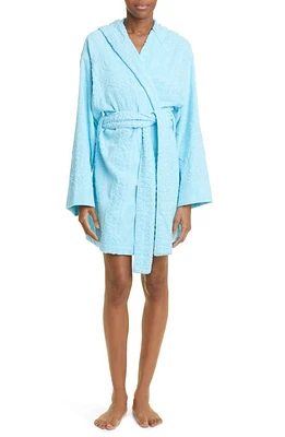 Versace Seashell Baroque Hooded Short Bath Robe in Azur at Nordstrom, Size Large