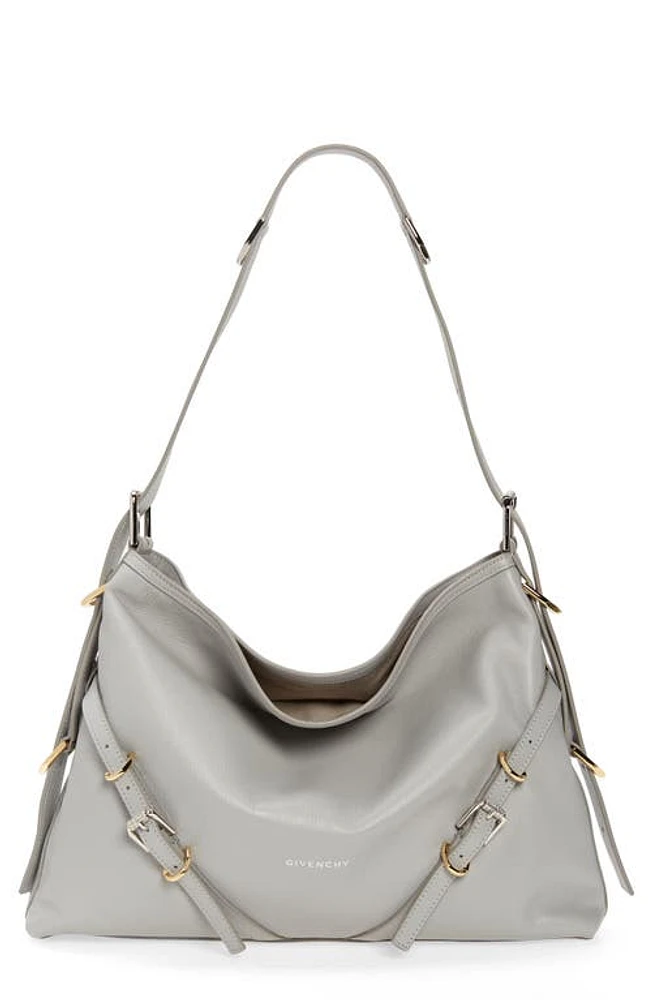 Givenchy Medium Voyou Leather Hobo in Light Grey at Nordstrom