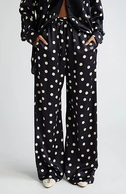 Stella McCartney Polka Dot Satin Drawstring Pants Black/Cream at Nordstrom, Us