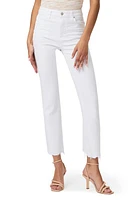 PAIGE Claudine High Waist Frayed Hem Flare Jeans Lived Crisp White Surfside at Nordstrom,