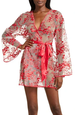 Coquette Floral Embroidered Sheer Mesh Robe at Nordstrom