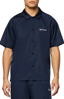 Sergio Tacchini Giorgio Lounge Short Sleeve Button-Up Shirt Maritime Blue at Nordstrom,