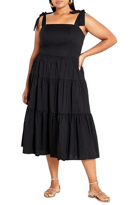 City Chic Corrine Tiered Maxi Sundress Black at