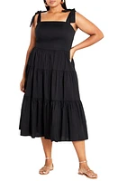 City Chic Corrine Tiered Maxi Sundress Black at