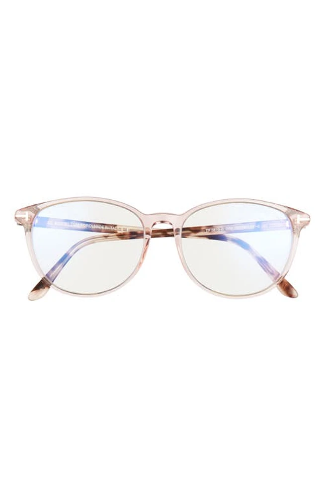 TOM FORD 53mm Cat Eye Blue Light Blocking Glasses in Shiny Pink at Nordstrom