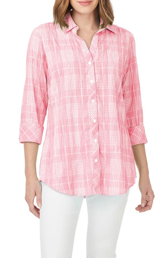 Foxcroft Faith Beach Plaid Button-Up Tunic Shirt at Nordstrom,